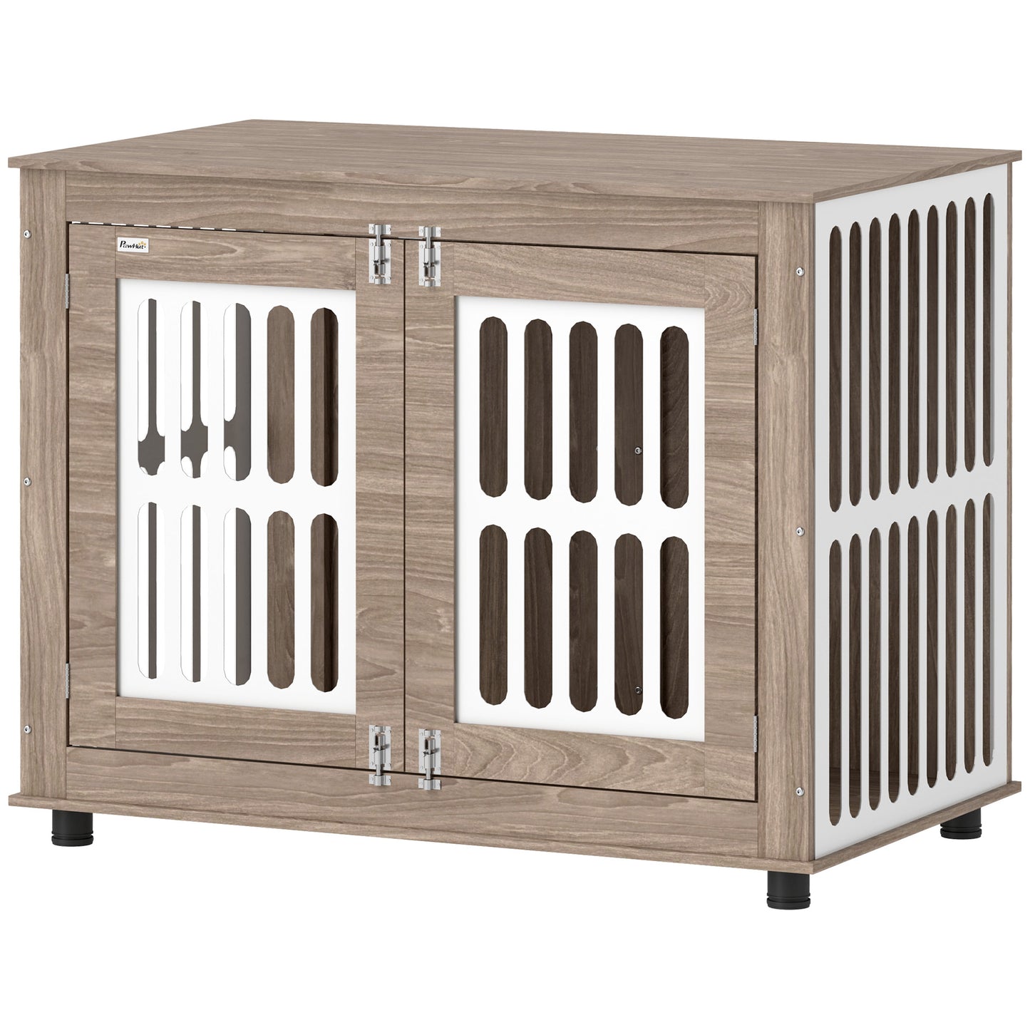 US Local 39 Dog Crate Furniture With 2 Doors, Adjustable Non-slip Foot Mats, For Large Dogs, Walnut Brown