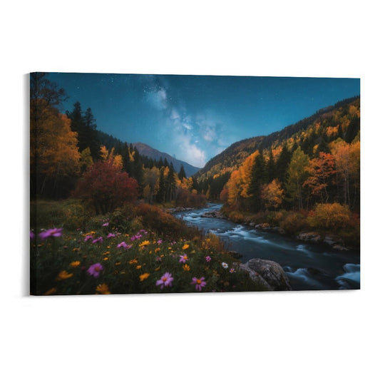 Decorative Interior Frame Painting Mountain-river-starry-autumn-6