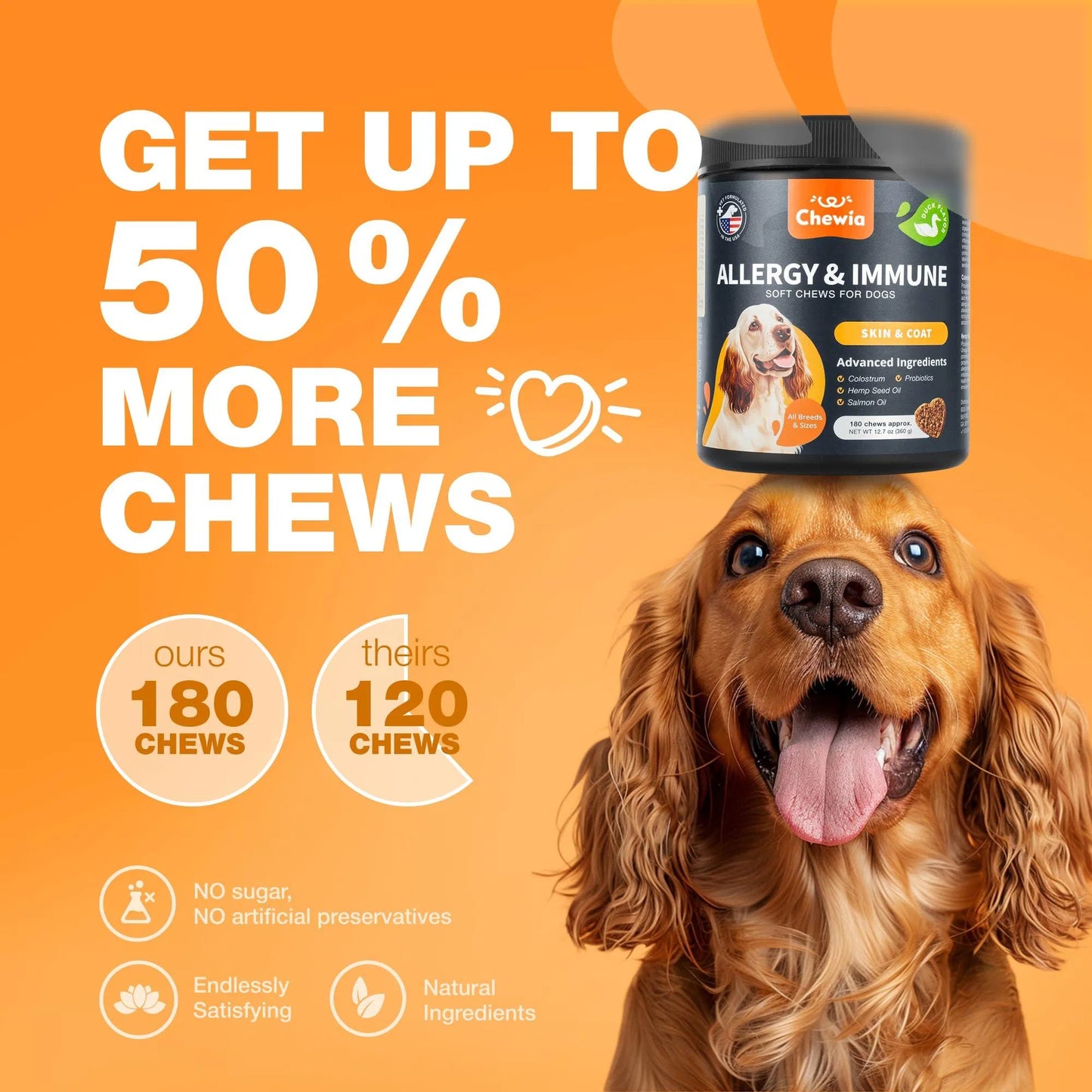 US Local Dog Allergy Relief Chews Itch Relief For Dogs Anti Itch Dog Allergy Chews US Formulated Dog Itching Skin Relief With Salmon Oil Immune Health Seasonal Allergies & Hot Spots Support Treats