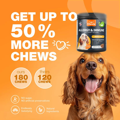 US Local Dog Allergy Relief Chews Itch Relief For Dogs Anti Itch Dog Allergy Chews US Formulated Dog Itching Skin Relief With Salmon Oil Immune Health Seasonal Allergies & Hot Spots Support Treats
