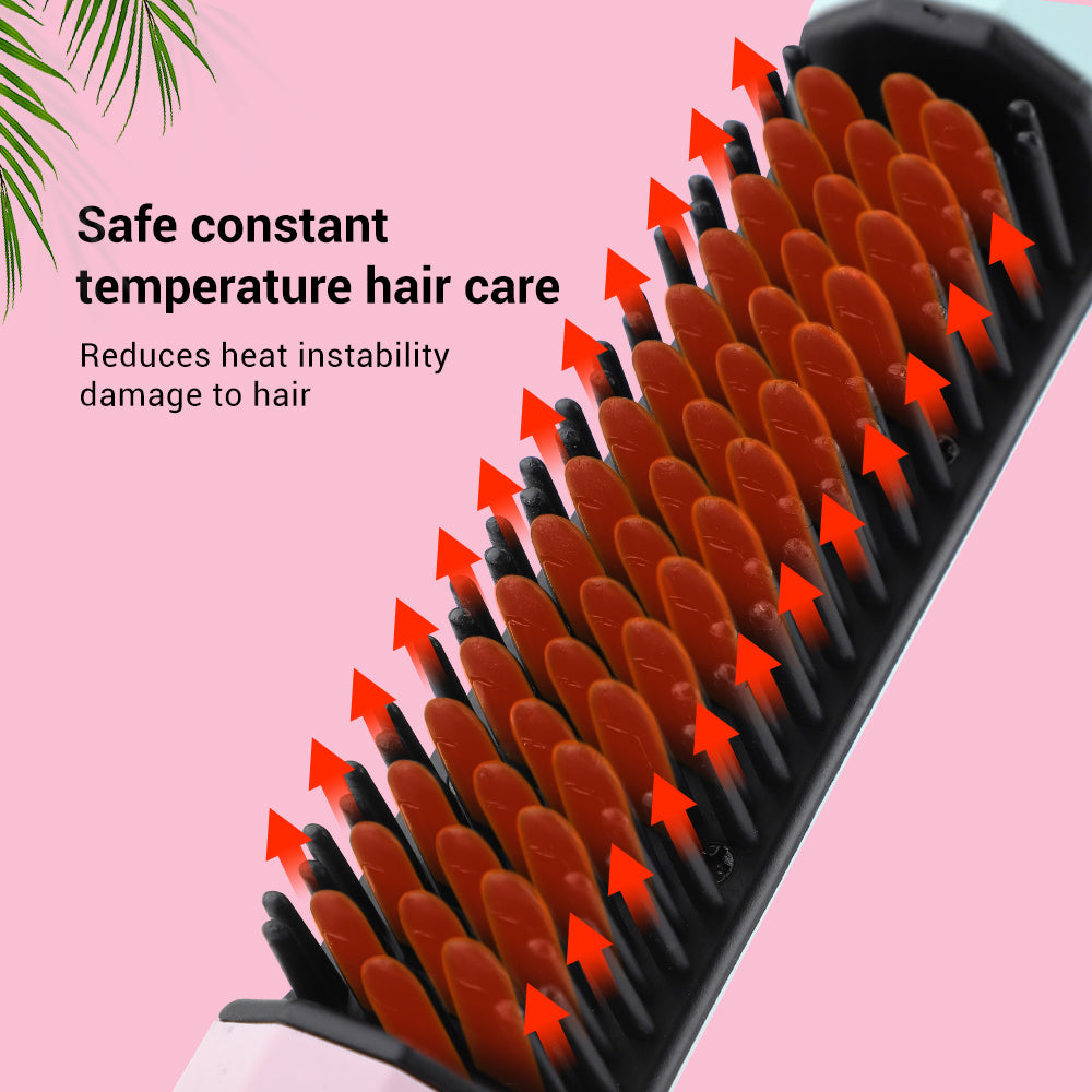 USA Local Straightening Comb Rechargeable Hair Wireless Straightener Curler Curling Straighten Dual-purpose Travel Portable USB Charging