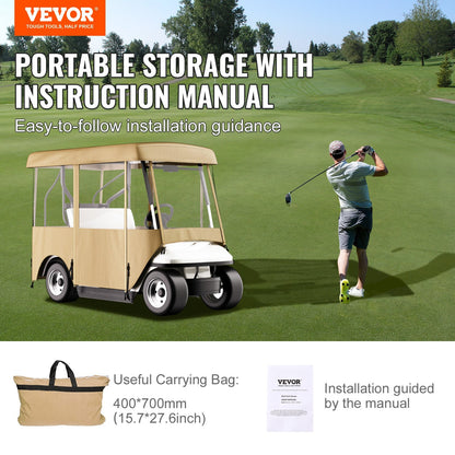 US Local VEVOR Golf Cart Enclosure, 4-Person Golf Cart Cover, 4-Sided Fairway Deluxe, 300D Waterproof Driving Enclosure With Transparent Windows, Fit For EZGO, Club Car, YamahaCart