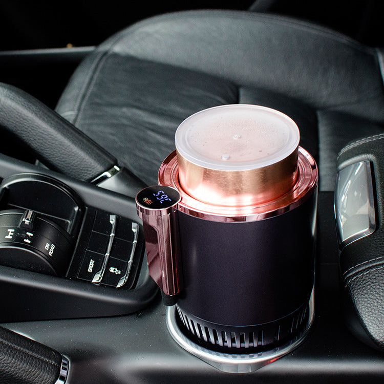 USA Local 2 In1 Car Heating Cooling Cup 12V Smart Car Cup Holder Digital Temperature Display Drink Cup Warmer Cooler Mini Car Refrigerator