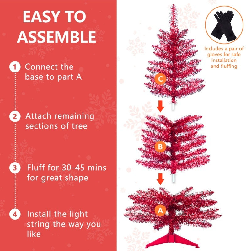 US Local 4ft Red Christmas Tree, Christmas Decorations