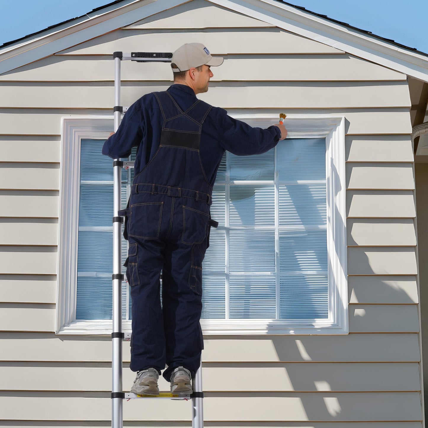 US Local VEVOR Telescoping Extension Ladder 8.5FT One-button Retraction 375 LBS Capacity