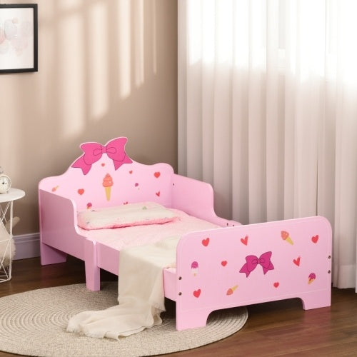 UK Local ZONEKIZ Princess Themed Kids Toddler Bed W  Cute Patterns, Safety Rails, For Ages 3 6 Years