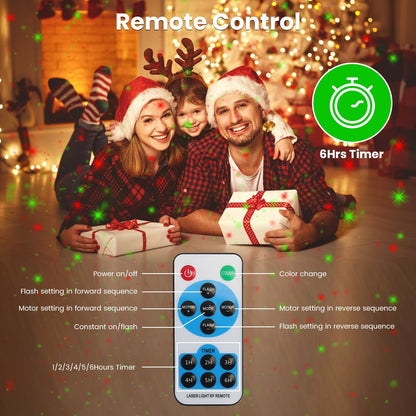 US Local 1 Pc Outdoor Laser Projector Light Red And Green Projection Light With 3 Modes 12 Speeds 6Hrs Timer IP44 Waterproof Firefly Landscape Light For Christmas Halloween Holiday New Year