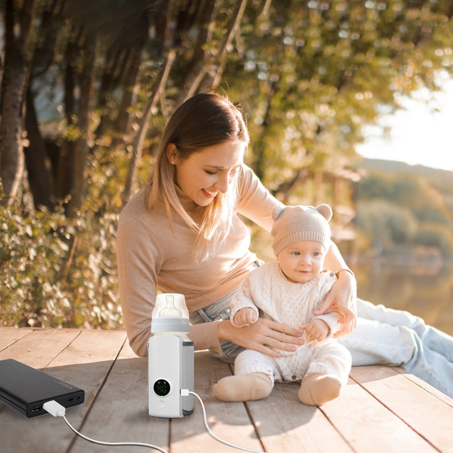 1Pc Portable Bottle Warmer Baby Milk Warmer Milk Formula Warmer For Travel With 6 Heating Levels USB Rechargeable Keep Milk Warm For 5 Hours No Bottle Included