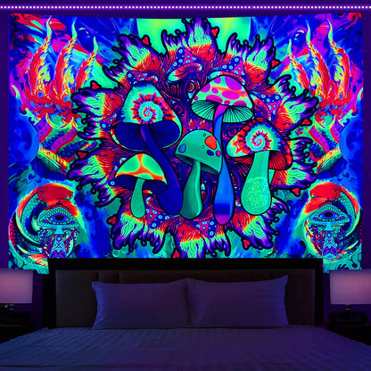 Home Fashion Simple Mushroom Tree Of Life Print Fluorescent Tapestry
