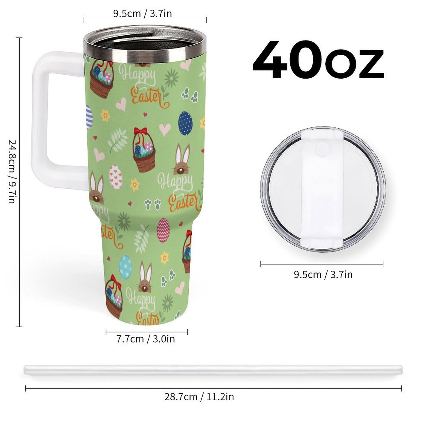 PHDT00497 POD US Local Tumbler 40oz Large Capacity Car Cup Easter, Egg, Rabbit