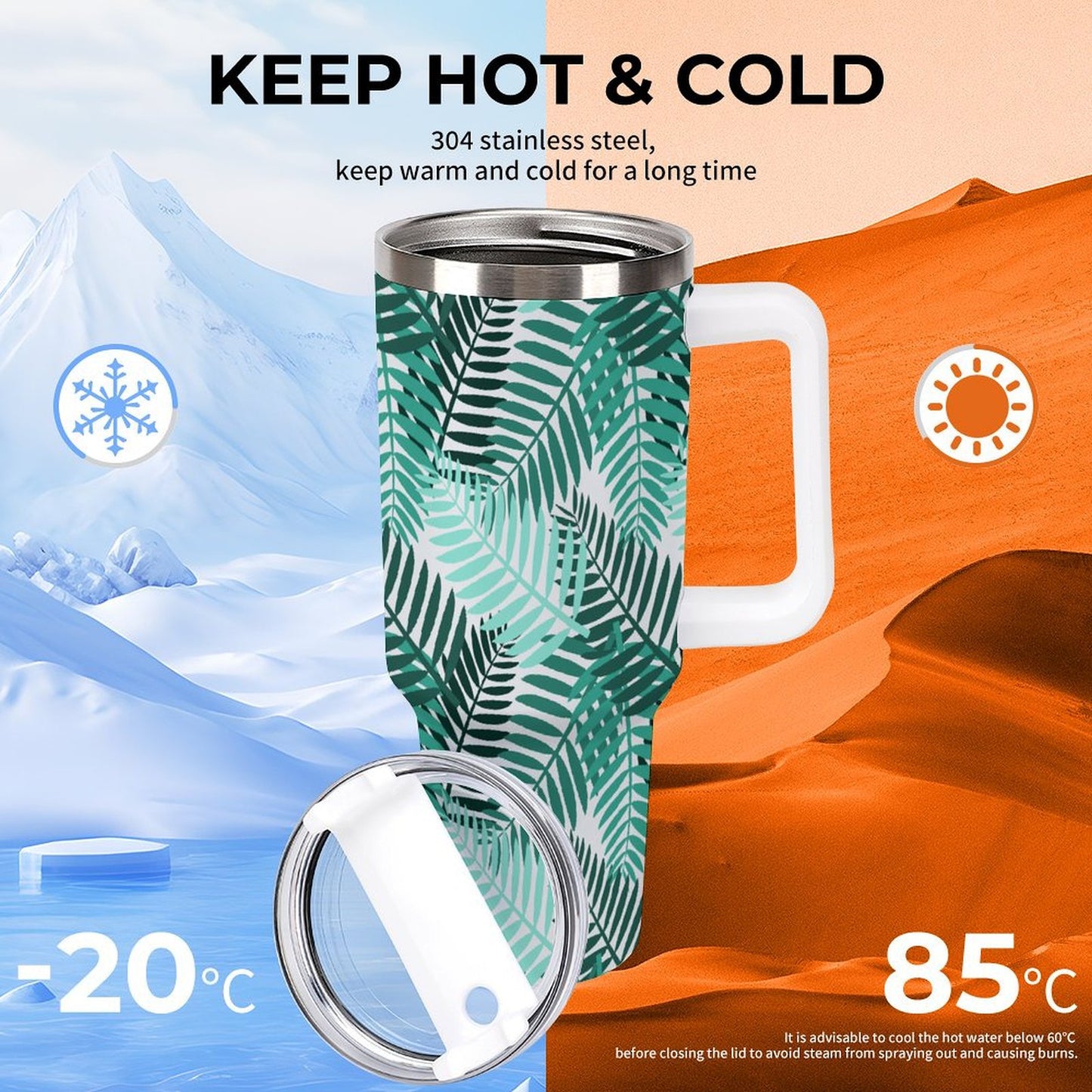 PHDT00232 POD US Local Tumbler 40 oz Large Capacity Car Cup Branches, Leaves, Summer