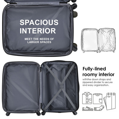 UK Local SET OF 3 ABS Hard Shell Travel Trolley Suitcase 4 Wheel Luggage Set Hand Luggage, 20,24,28 Inch