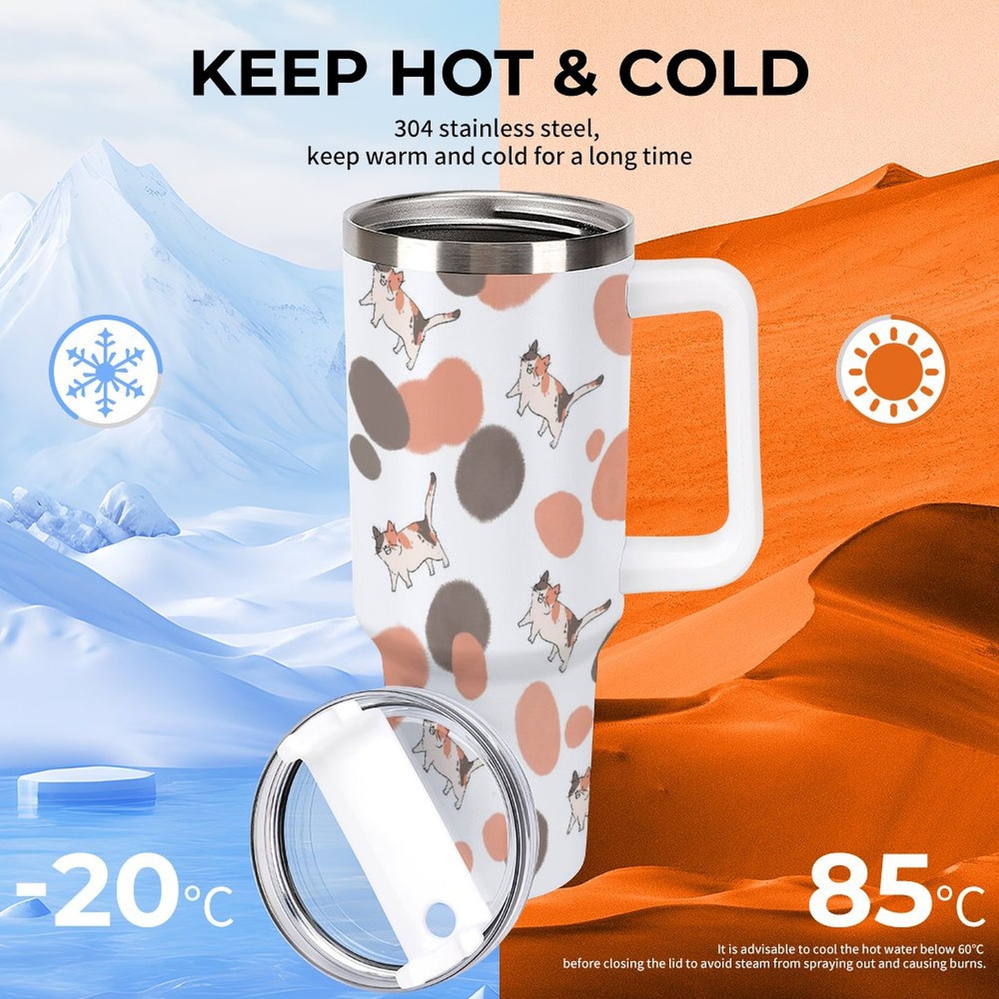 PHDT00247 POD US Local Tumbler 40 oz Large Capacity Car Cup Cat