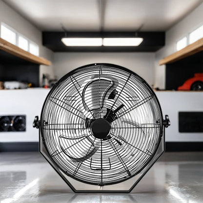 US Local 18 In  Black Industrial Wall Mount Fan 3-Speed Indoor OutdoorCommercial Ventilation Metal High Velocity Fan