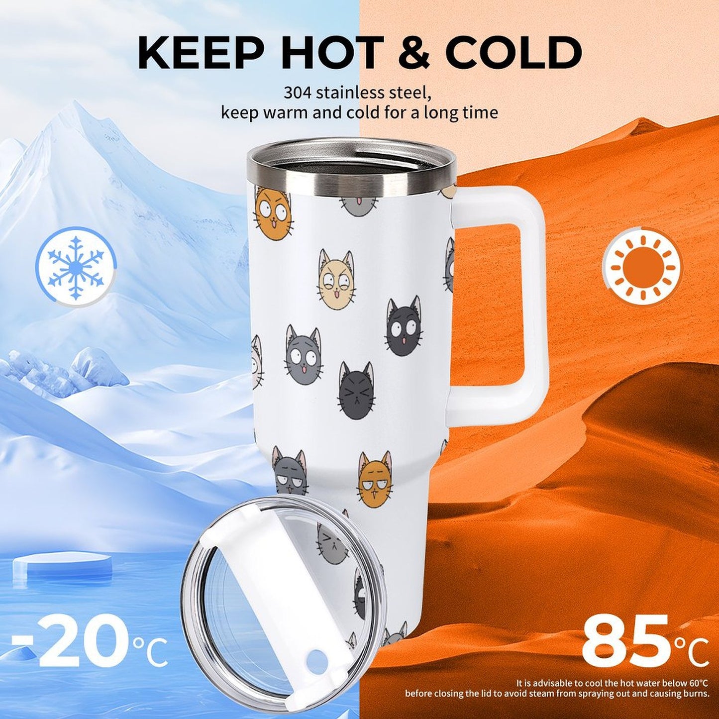 PHDT00246 POD US Local Tumbler 40 oz Large Capacity Car Cup Cat