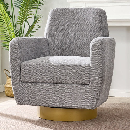 US Local 360 Degree Rotation Armchair Cotton Linen Skin Friendly Fabric Ergonomic Design Living Room Chair Bedroom Chair Living Room Chair Suitable For Indoor Home