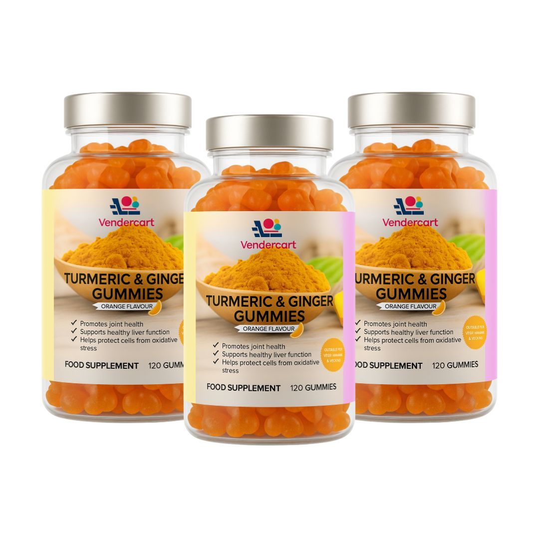 UK Local Turmeric & Ginger Gummies 120ct- Joint Support, Immune Boost, Vegan Friendly