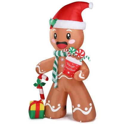 US Local 7.9 FT Lighted Christmas Inflatable Decoration, Inflatable Gingerbread Man Outdoor Decoration, Funny Blow Up Yard Decorations With Built-in LED Lights For Holiday Party Front Yard Lawn Garden Decor