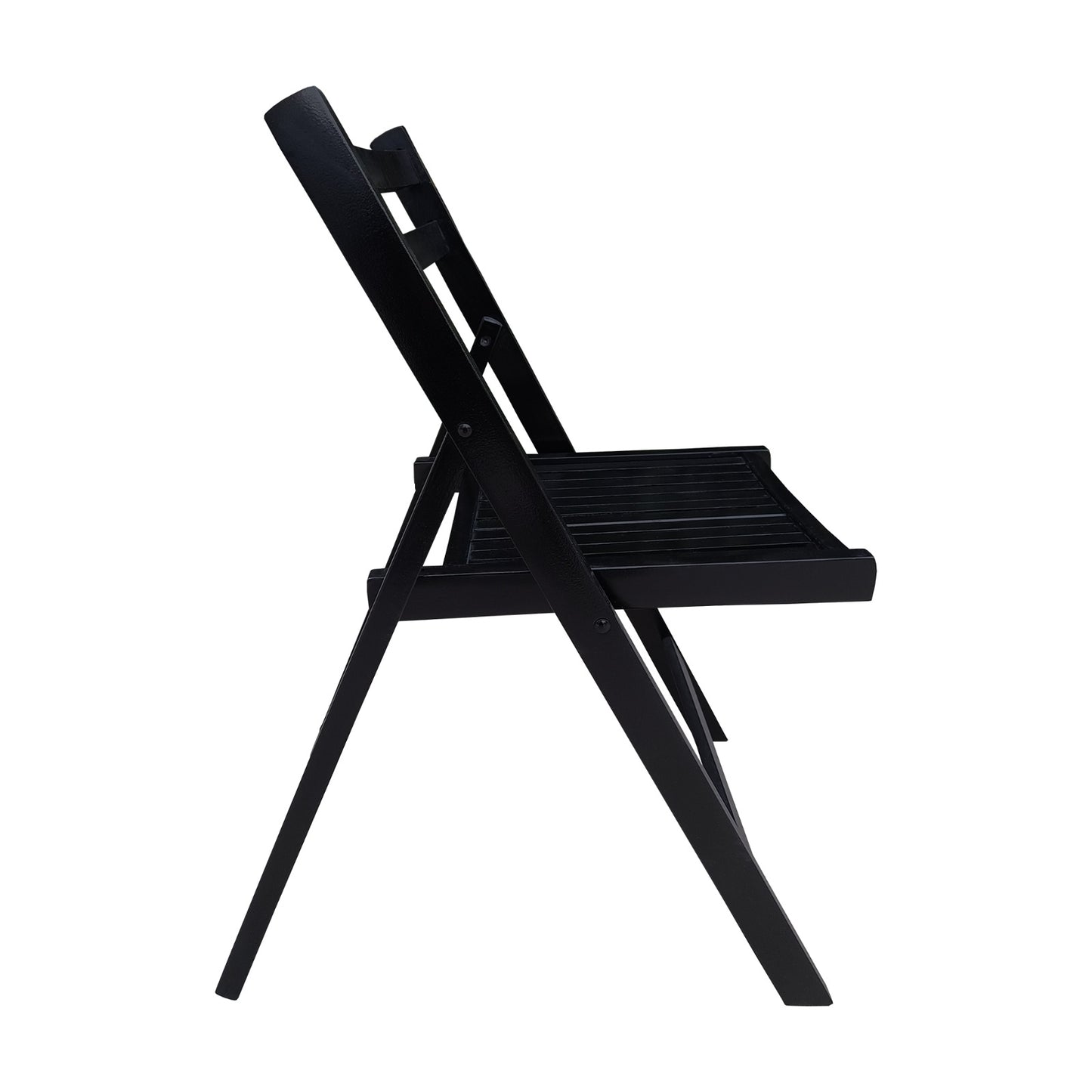 US Local Black Slatted Wood Folding Chair, Set Of 4 - Foldable Event Style