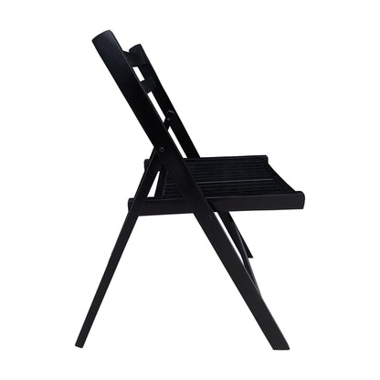 US Local Black Slatted Wood Folding Chair, Set Of 4 - Foldable Event Style