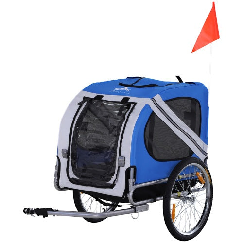 US Local Aosom Dog Bike Trailer Pet Cart Bicycle Wagon Cargo Carrier Attachment For Travel With 3 Entrances Large Wheels For Off-Road & Mesh Screen