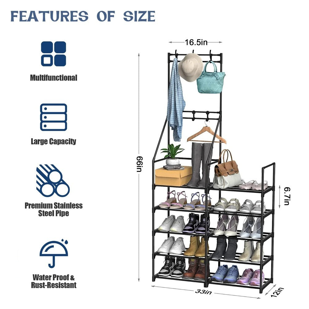 US Local Double-row Single-hanging Coat And Shoe Racks