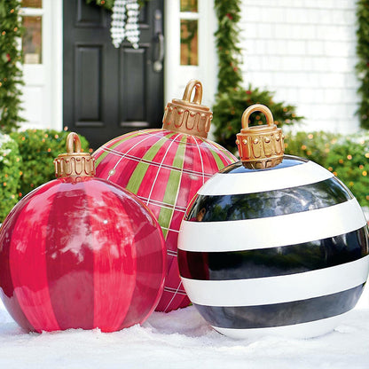 US Local Christmas Ornament Ball Outdoor Pvc 60CM Inflatable Decorated Ball PVC Giant Big Large Balls Xmas Tree Decorations Toy Ball
