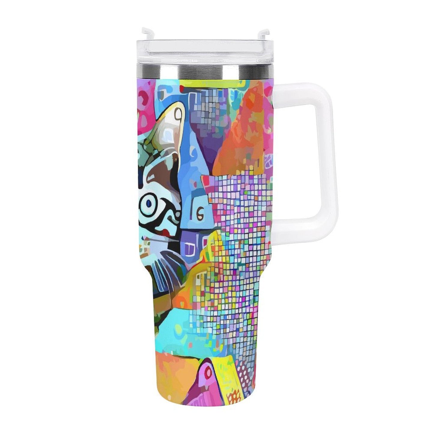 PHDT00522 POD US Local Tumbler 40oz Large Capacity Car Cup Cats, Abstract, Retro