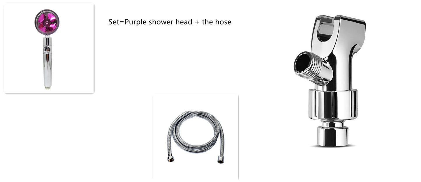 US Local Shower Head Water Saving Flow 360 Degrees Rotating With Small Fan ABS Rain High Pressure Spray Nozzle Bathroom Accessories
