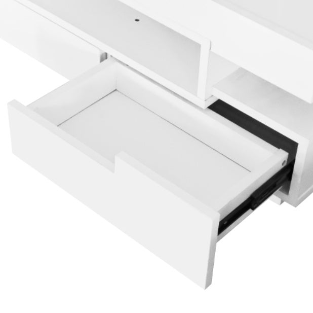 UK Local Coffee Table, High-Gloss Surface, With LED Light Strip, Four Drawers Front And Back, Large Storage Space