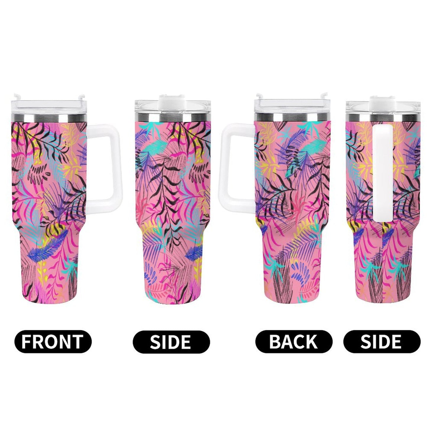 PHDT00388 POD US Local Tumbler 40 oz Large Capacity Car Cup Illustration Leaves Pink