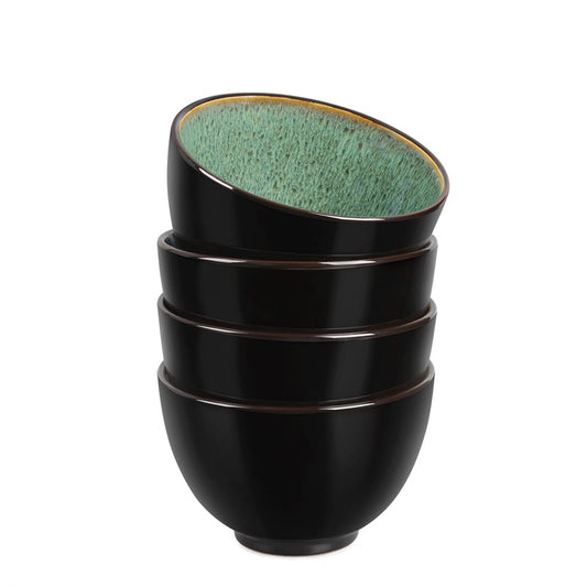 US Local Creative Western Food  Kiln Change Peacock Green Bowl 24oz Bowl Set Of 4 For Cereal, Salad, Pasta, Soup, Dessert, Serving Dishwasher, Microwave And Oven