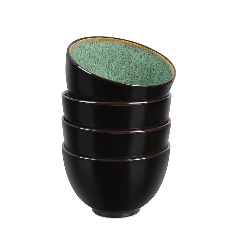 US Local Creative Western Food  Kiln Change Peacock Green Bowl 24oz Bowl Set Of 4 For Cereal, Salad, Pasta, Soup, Dessert, Serving Dishwasher, Microwave And Oven