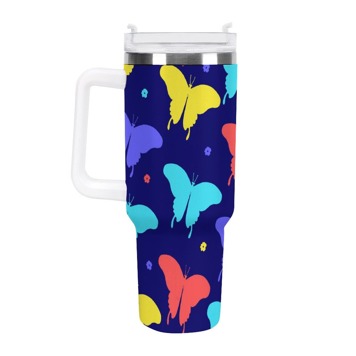 PHDT00506 POD US Local Tumbler 40oz Large Capacity Car Cup Butterfly Red Blue Yellow