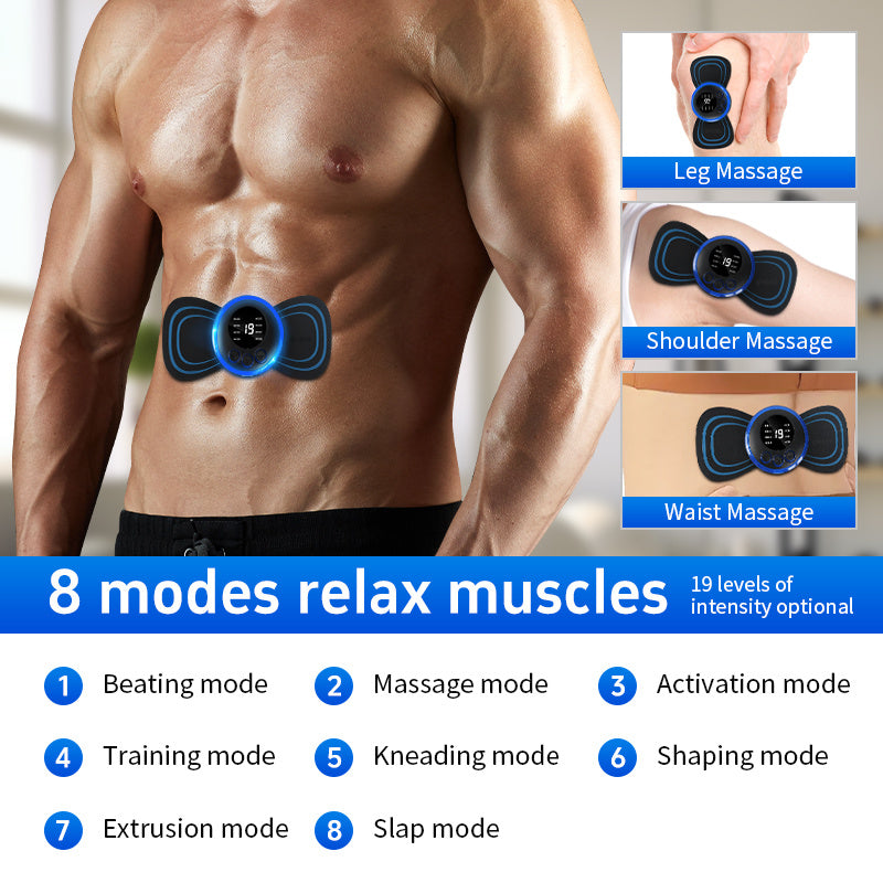 US Local Mini Massager With 5 Pads Portable Electric Muscle Stimulator - Deep Tissue Management Device - Pulse Therapy For Back Shoulder Neck Leg