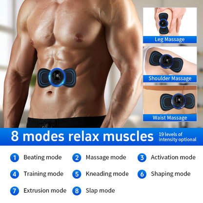 US Local Mini Massager With 5 Pads Portable Electric Muscle Stimulator - Deep Tissue Management Device - Pulse Therapy For Back Shoulder Neck Leg