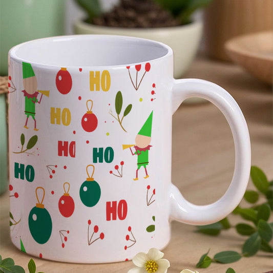 POD US Local White mug with full print, Christmas Elf Green 0071