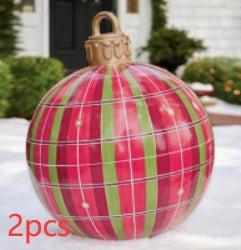 US Local Christmas Ornament Ball Outdoor Pvc 60CM Inflatable Decorated Ball PVC Giant Big Large Balls Xmas Tree Decorations Toy Ball