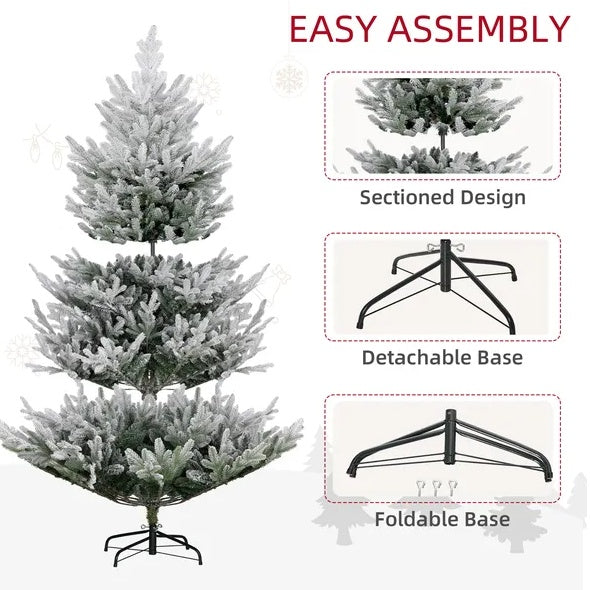US Local HOMCOM 6 Foot Artificial Christmas Tree, Pine Hinged Xmas Tree With 795 Realistic Branches, Steel Base, Auto Open, Green
