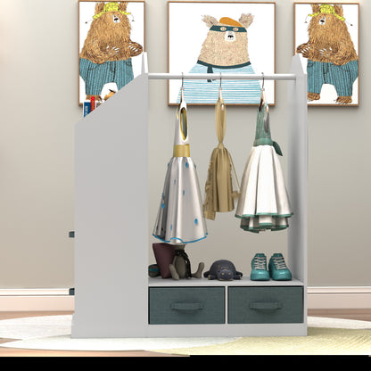 US Local Children's Clothing Storage Racks, Clothing Racks, Children's Wardrobes, Open Hanging Wardrobes With Mirrors
