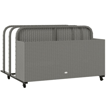US Local Rattan Pool Float Storage Organizer With Wheels, Mixed Gray