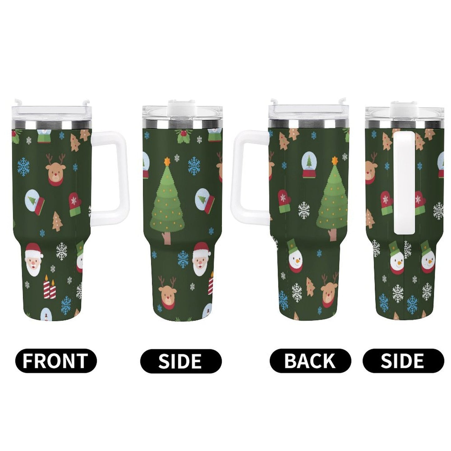 POD US Local 40oz Large Capacity Car Cup Christmas Tree Santa Snowflake Green