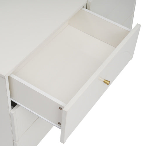 UK Local Sideboard Cabinet For Living Room, Chest Of Drawers With 6 Drawers, Cream White, 40D X 120W X 85H CM