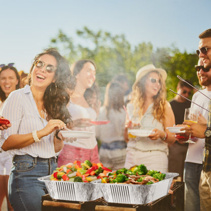 US Local 36Pcs Disposable Chafing Dish Buffet Set Food Warmers For Party Buffet Server Catering Supplies With Covers Utensils Half Size Food Pans For Parties Events BBQ Catering