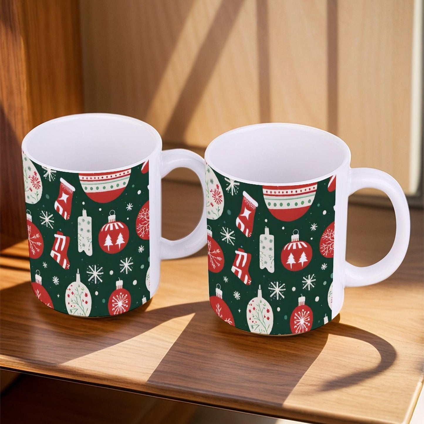 POD US Local White mug with full print, Christmas Lights 0091