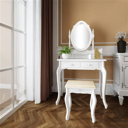 US Local Four Drawer Single Mirror Dressing Table Set