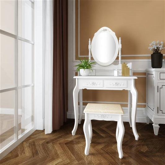 US Local Four Drawer Single Mirror Dressing Table Set