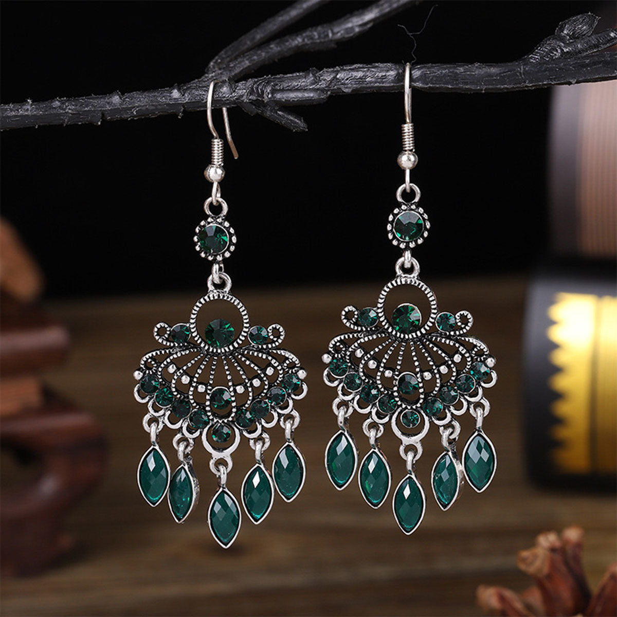 Ethnic Style Bohemian Vintage Engraving Tassel Earrings