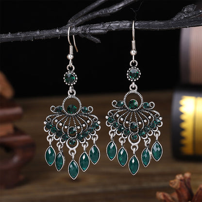 Ethnic Style Bohemian Vintage Engraving Tassel Earrings
