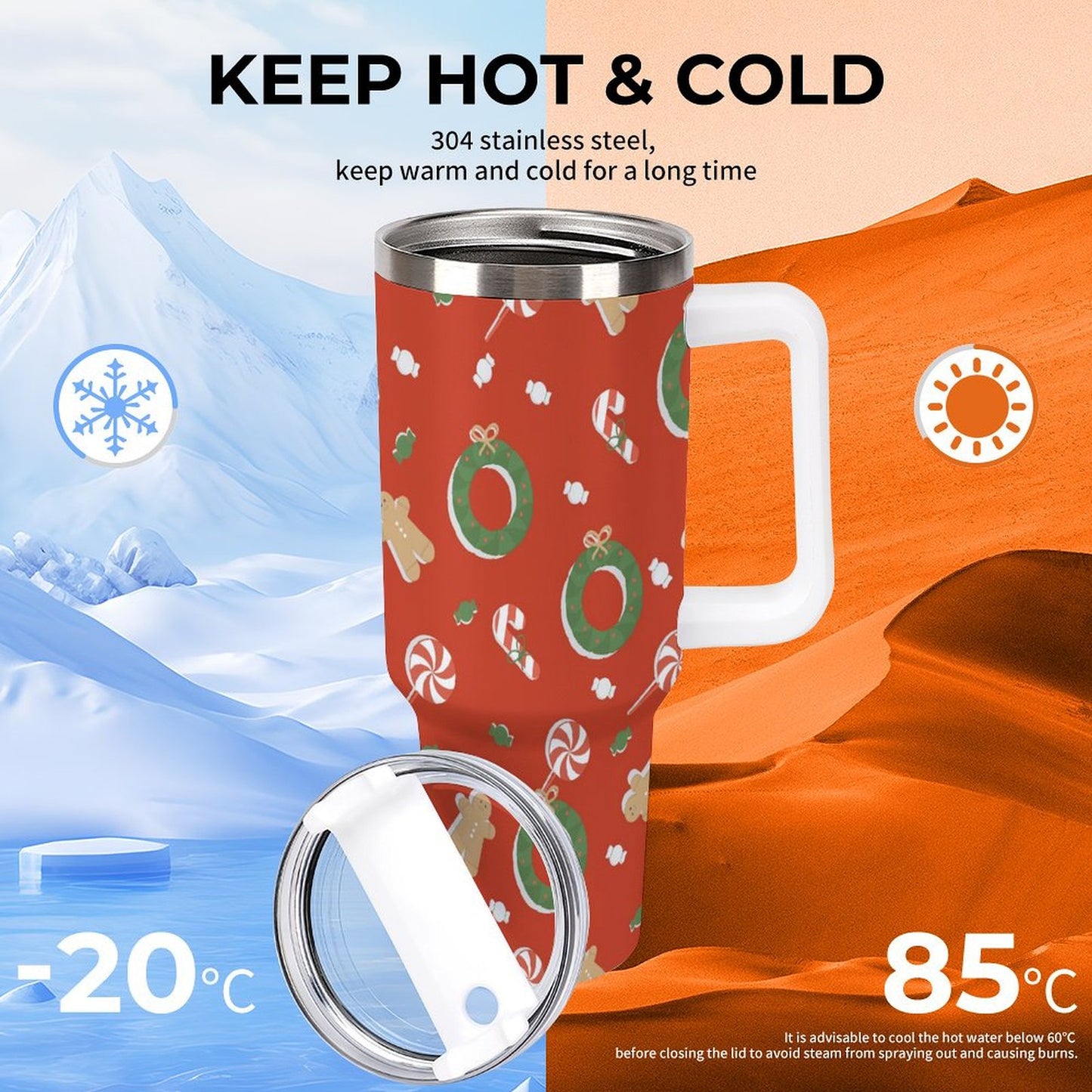 PHDT00002 POD US Local Tumbler 40 oz Large Capacity Car Cup Christmas